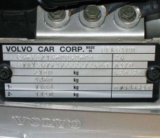 typový štítek plechový Volvo